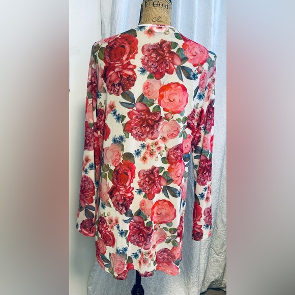 La Vie En Rose Aqua Sheer Floral Swim Beach Coverup Size Large - Picture 3 of 6